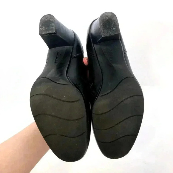 Clarks Black Leather Heeled Mule With Buckle Women's Size 10 Heels - Picture 11 of 11